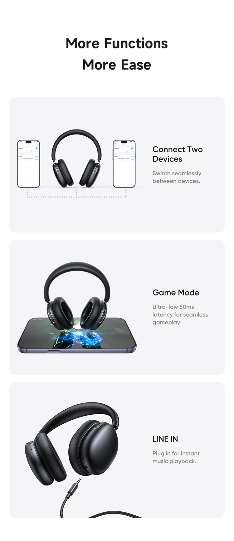 ყურსასმენი Mcdodo ZENO Ultra S01   Adaptive Noise Cancelling Wireless Headphones HP-5200