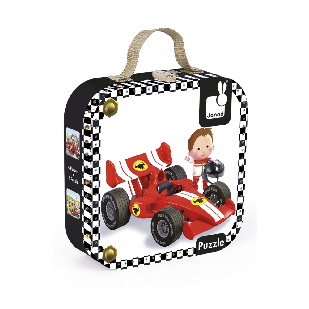 ასაწყობი ფაზლი Janod J02884 Set of 4 Puzzles Car Gabina Formula 1