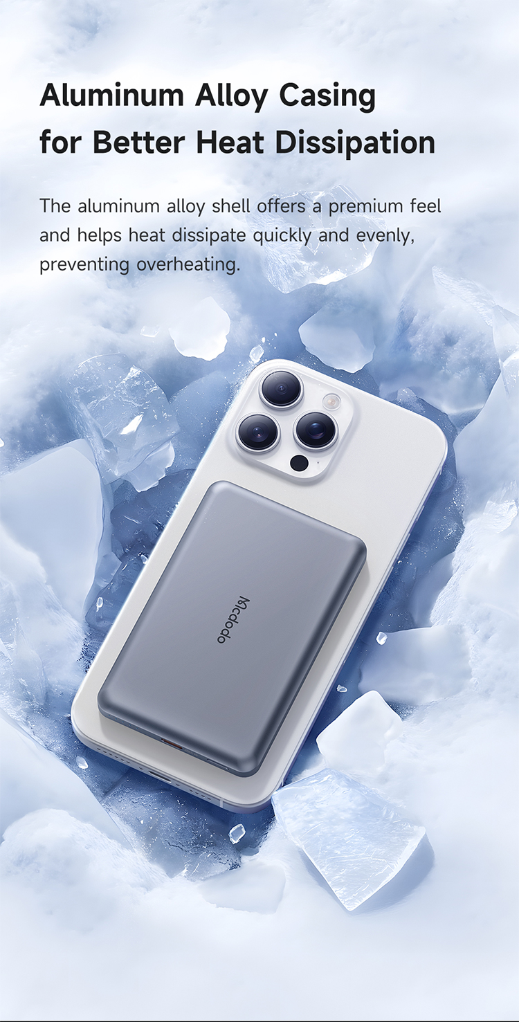 პორტატული დამტენი Mcdodo 20W Magnetic Wireless Metal Ultra-Thin 5000mAh 1C Power Bank MC-4641