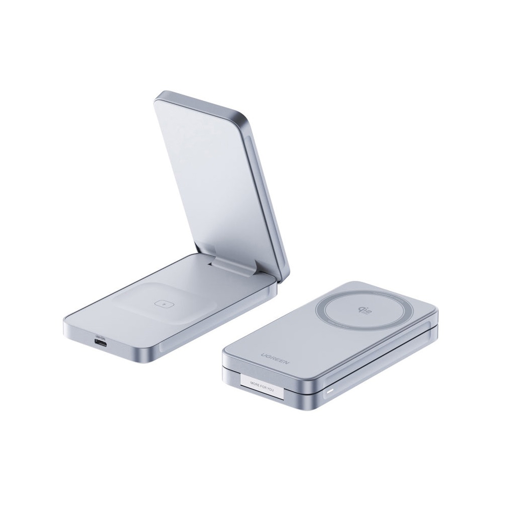 უსადენო დამტენი UGREEN W756 (55963) MagFlow, 25W, 2-in-1 Magnetic Wireless Charger, Blue