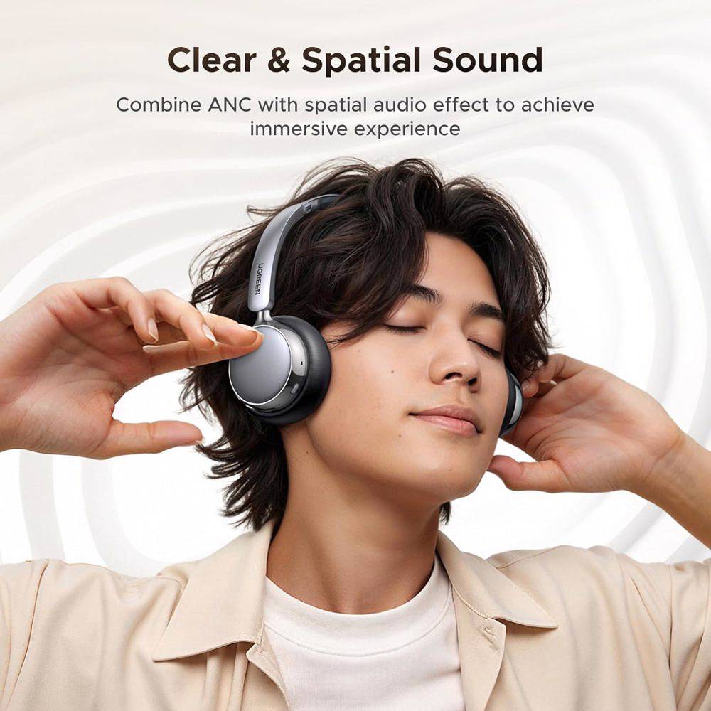 ყურსასმენი Ugreen HP207 (75630) Studio Plus, Headset, Wireless, Bluetooth, Black/Silver