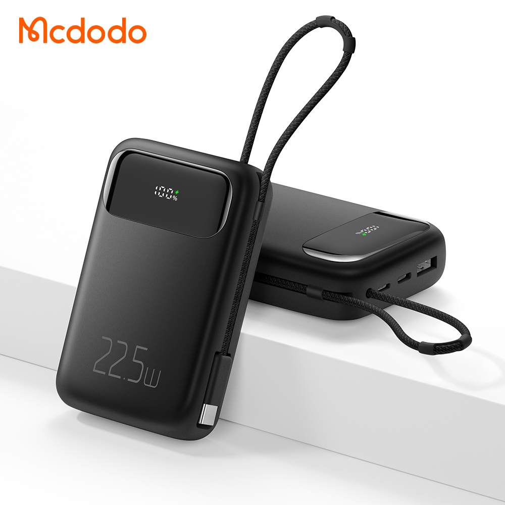 პორტატული დამტენი Mcdodo 22.5W Digital Display 10000mAh 1C+1A Power Bank Built-in Cable (For Type-c) MC-3243