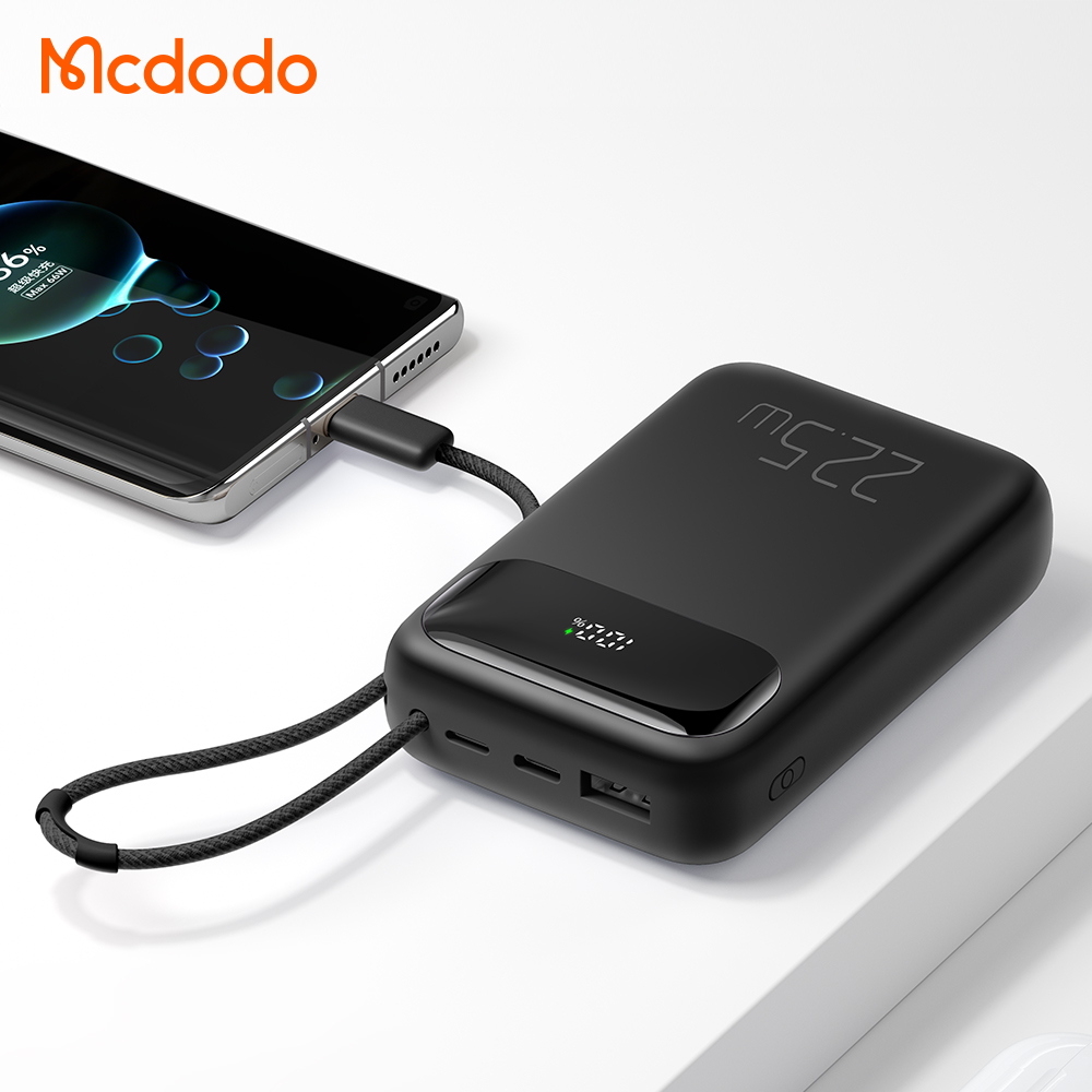 პორტატული დამტენი Mcdodo 22.5W Digital Display 10000mAh 1C+1A Power Bank Built-in Cable (For Type-c) MC-3243