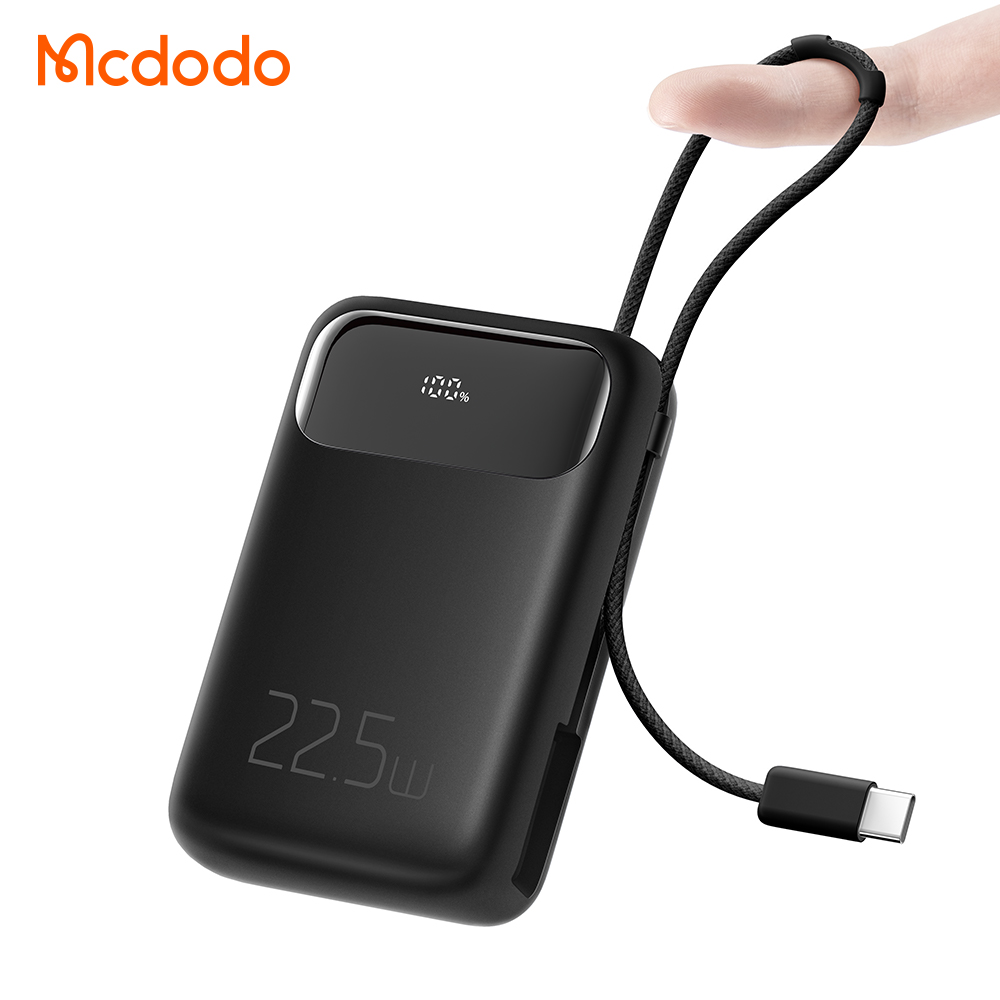 პორტატული დამტენი Mcdodo 22.5W Digital Display 10000mAh 1C+1A Power Bank Built-in Cable (For Type-c) MC-3243