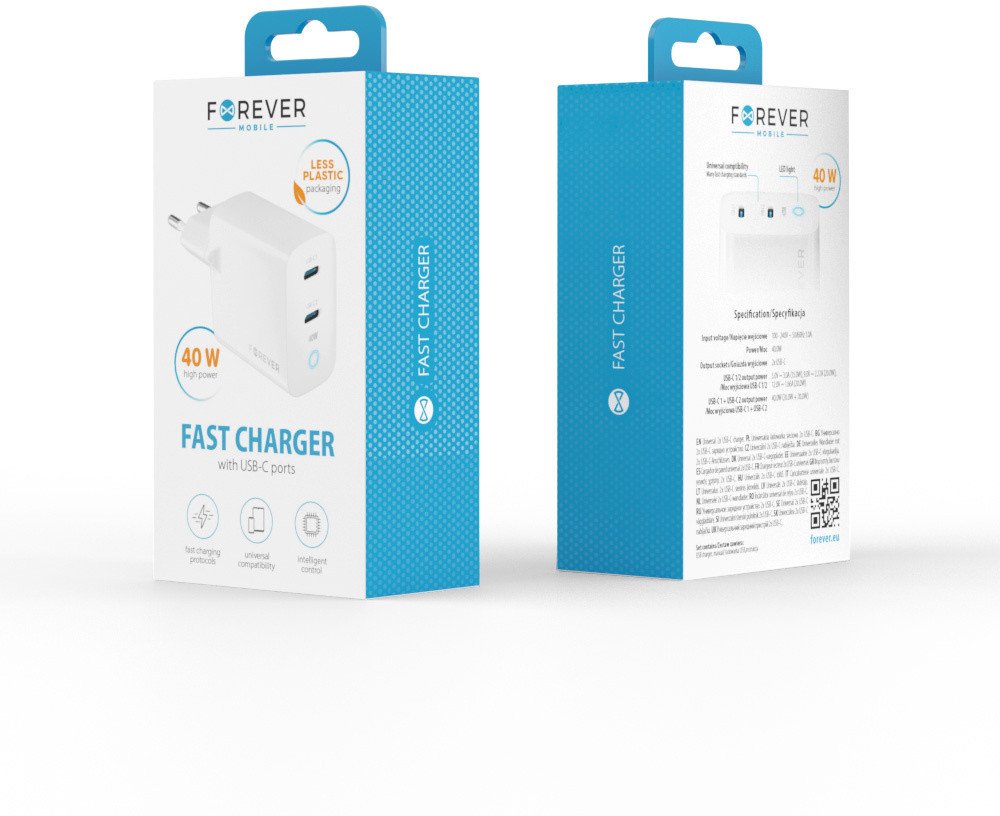 დამტენი ადაპტერი Forever TC-06-40CC 40W Wall Charger White
