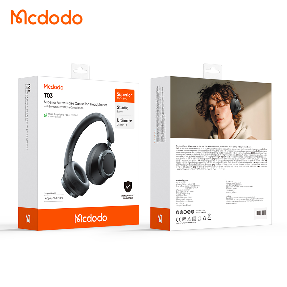 ყურსასმენი Mcdodo T03 Series ANC doubly-fed Noise Cancelling headphones HP-5820