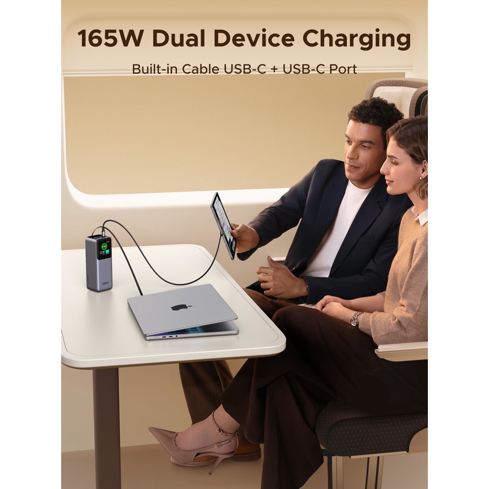 პორტატული დამტენი UGREEN PB726 (55987B) Nexode, 20000mAh, USB, Type-C, Power Bank With Retractable Type-C Cable, Grey