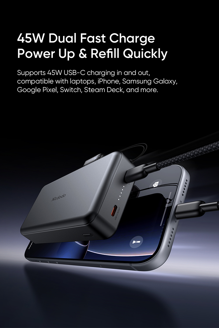 პორტატული დამტენი Mcdodo 20000mAh 45W Metal Power Bank  Pocket Size with Fast Charging MC-0950