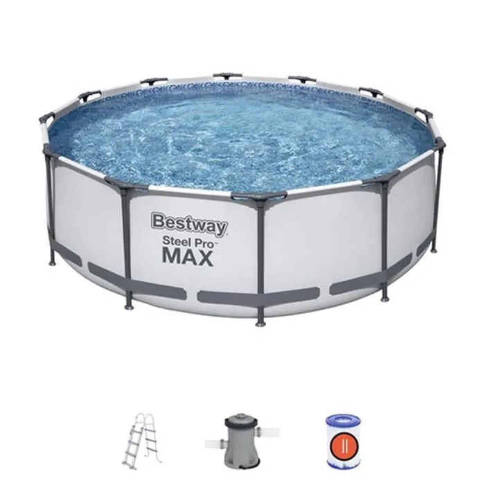 კარკასული აუზი Bestway 56418 Steel Pro MAX კარკასული აუზი კარტრიჯული ფილტრით და კიბით