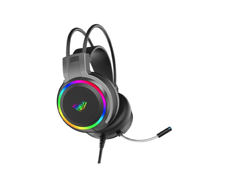 ყურსასმენი AULA S608 RGB Wired Gaming Headset With Adjustable Mic Black