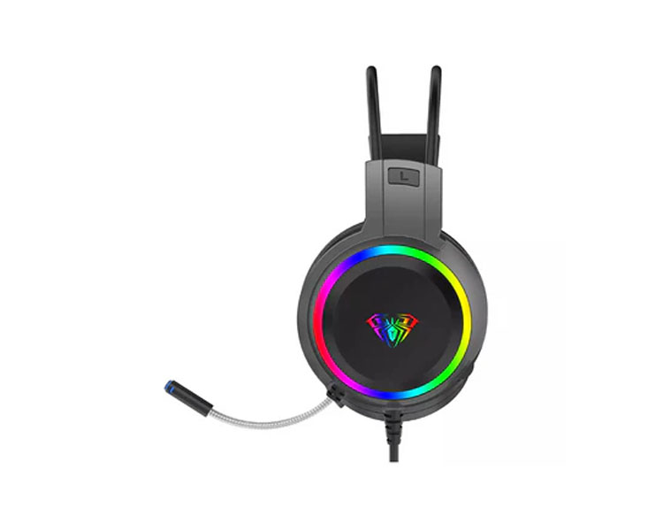 ყურსასმენი AULA S608 RGB Wired Gaming Headset With Adjustable Mic Black
