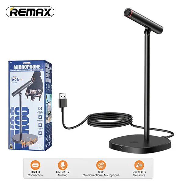 მიკროფონი Remax K08 Sienpin Series Computer Desktop Microphone Black