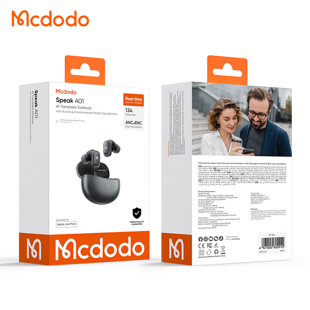 ყურსასმენი Mcdodo Speak A01 Series ANC+ENC AI Translation Earbuds HP-8220
