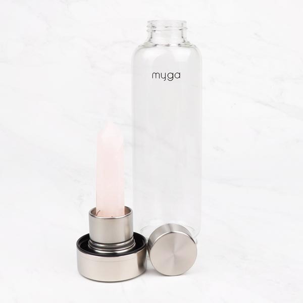 კრისტალური წყლის ბოთლი, Myga Rose Quartz