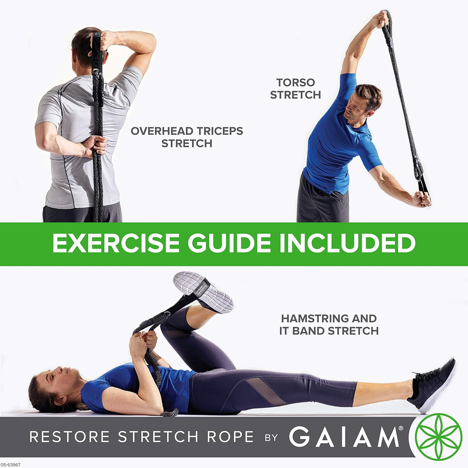 სავარჯიშო თოკი Gaiam, Restore Stretch Rope