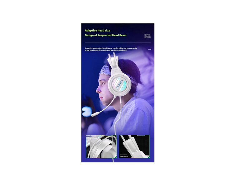 ყურსასმენი AULA S606 RGB Wired Gaming Headset White