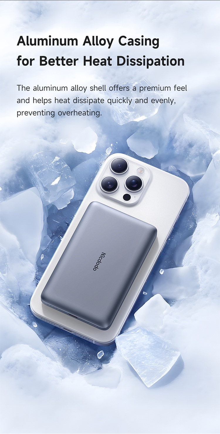 პორტატული დამტენი Mcdodo 20W Magnetic Wireless Metal Ultra-Thin 10000mAh 1C Power Bank MC-4651