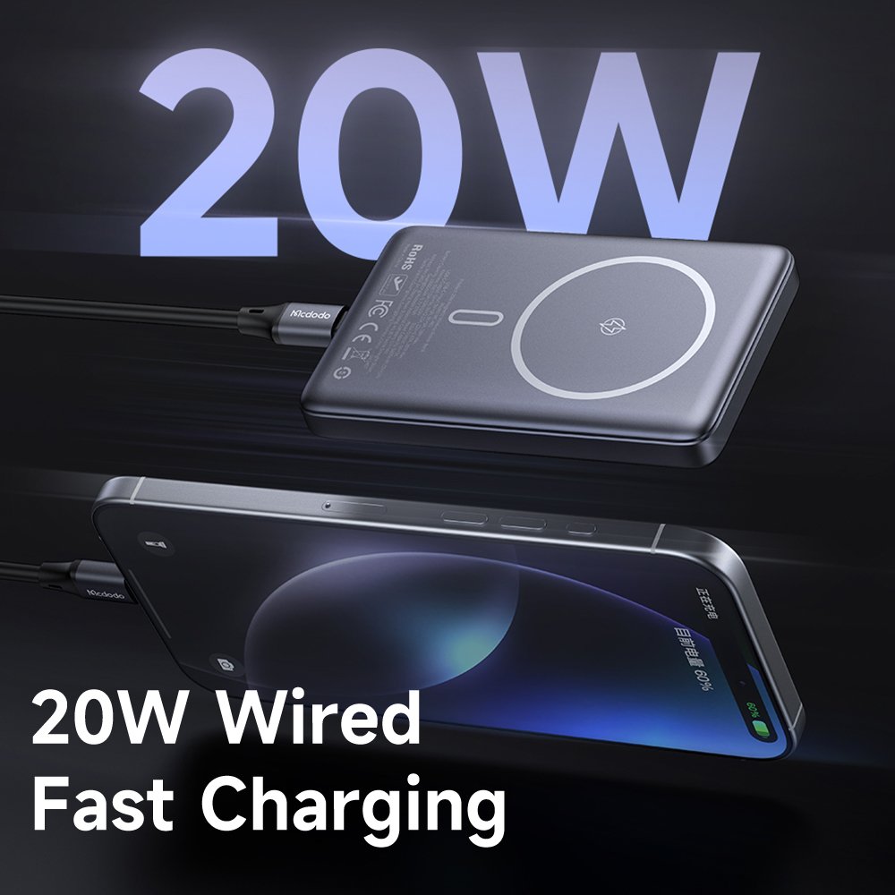 პორტატული დამტენი Mcdodo 20W Magnetic Wireless Metal Ultra-Thin 10000mAh 1C Power Bank MC-4651
