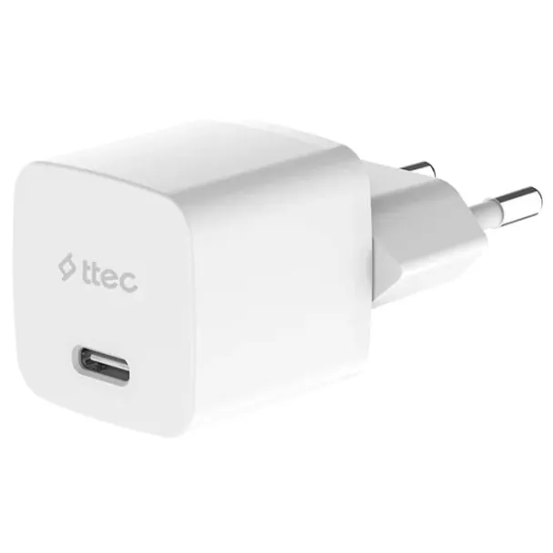 ადაპტერი Ttec SmartCharger GAN 20W PD Travel Fast Charger White 2SCG20B
