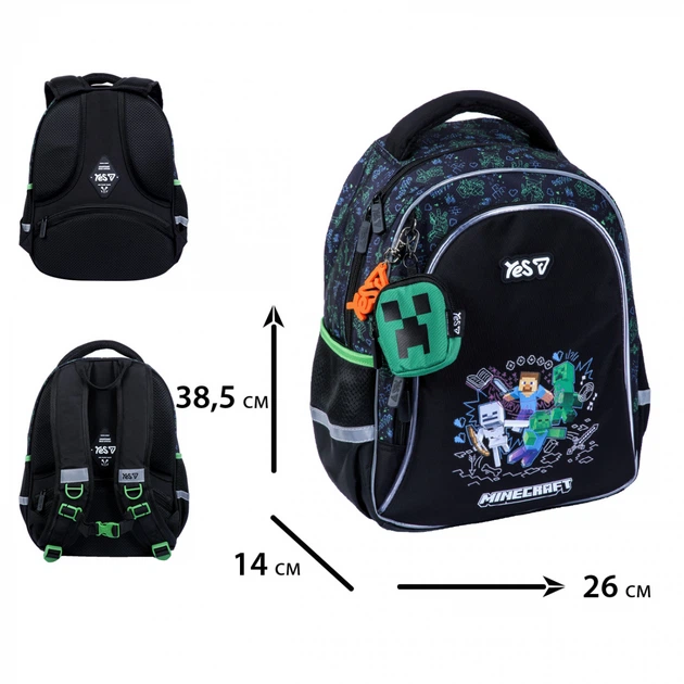 სკოლის ჩანთა Yes Minecraft S-115M 38.5 x 26 x 14 cm 550304