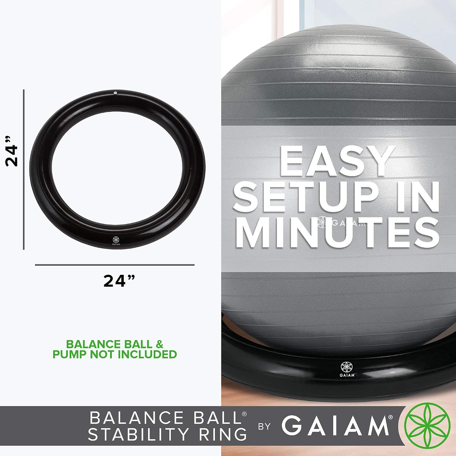 გასაბერი ბალანსის რგოლი, GAIAM,  INFLATABLE STABILITY BALL RING