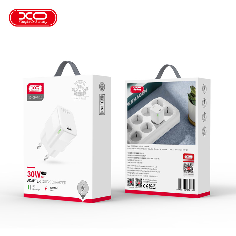 დამტენი XO CE06 PD 30W Wall Charger White