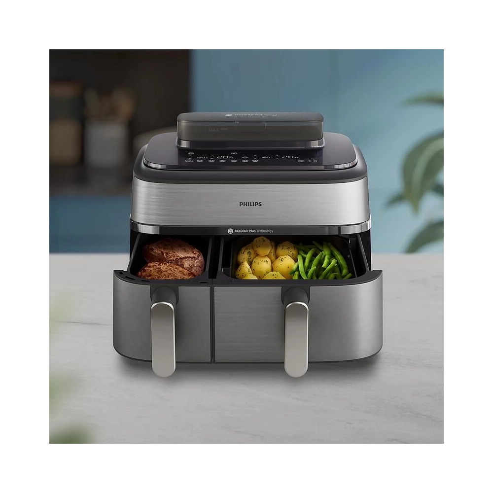 აეროგრილი Philips NA555/09 5000 series, 2750W, 9L, Steam Air Fryer, Grey