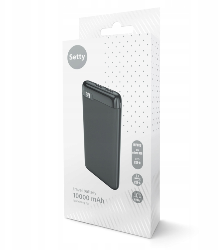 პორტატული დამტენი Setty SPBL-10 10 000 mAh Power Bank Black
