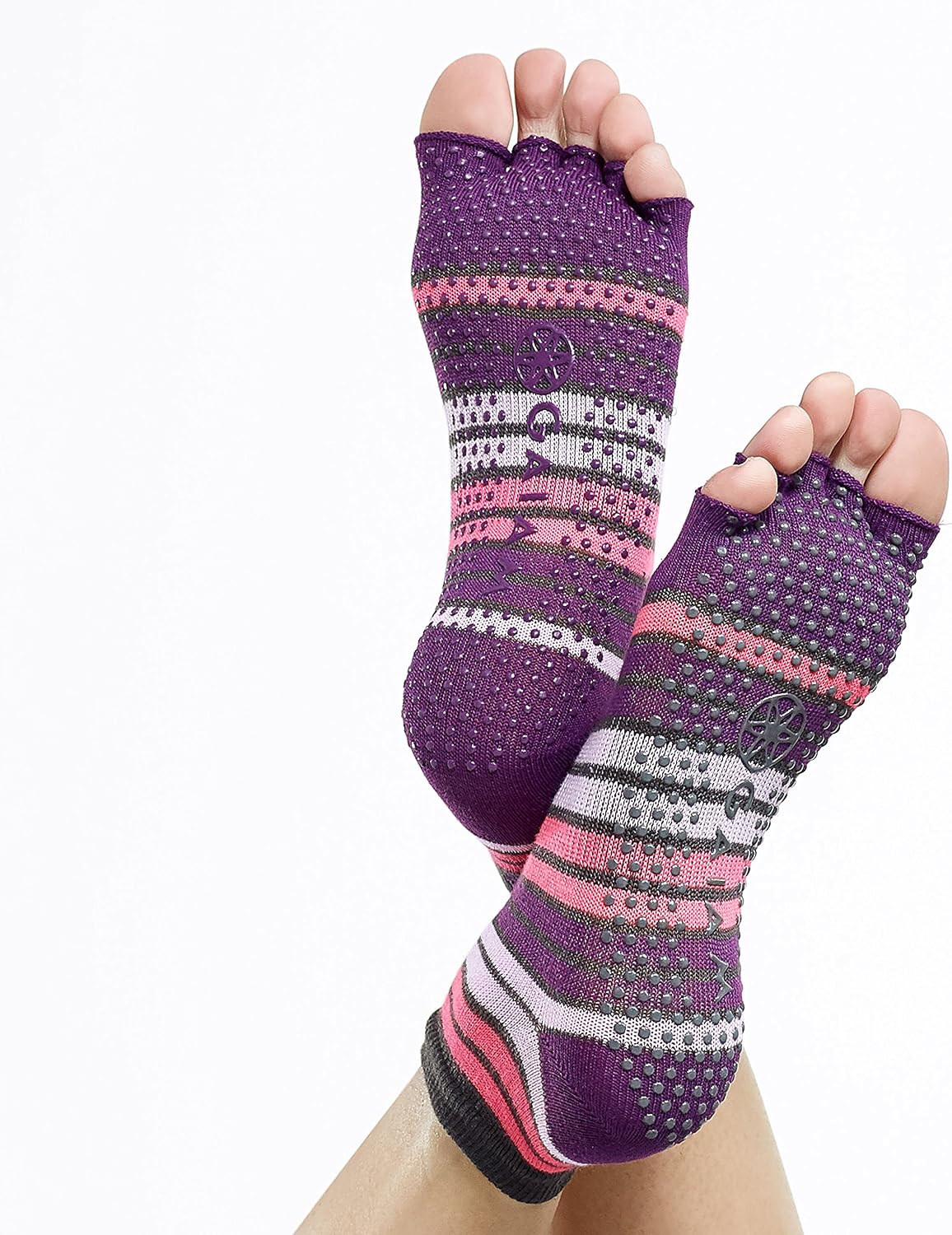 იოგას წინდა Gaiam, Striped Toeless Yoga Socks