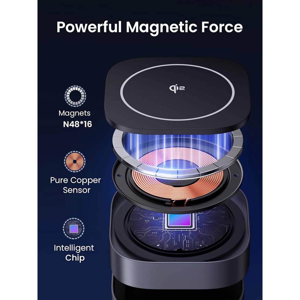 უსადენო დამტენი UGREEN W702 (35316) MagFlow Qi2, 25W, Magnetic Foldable Charging Station, Dark Gray