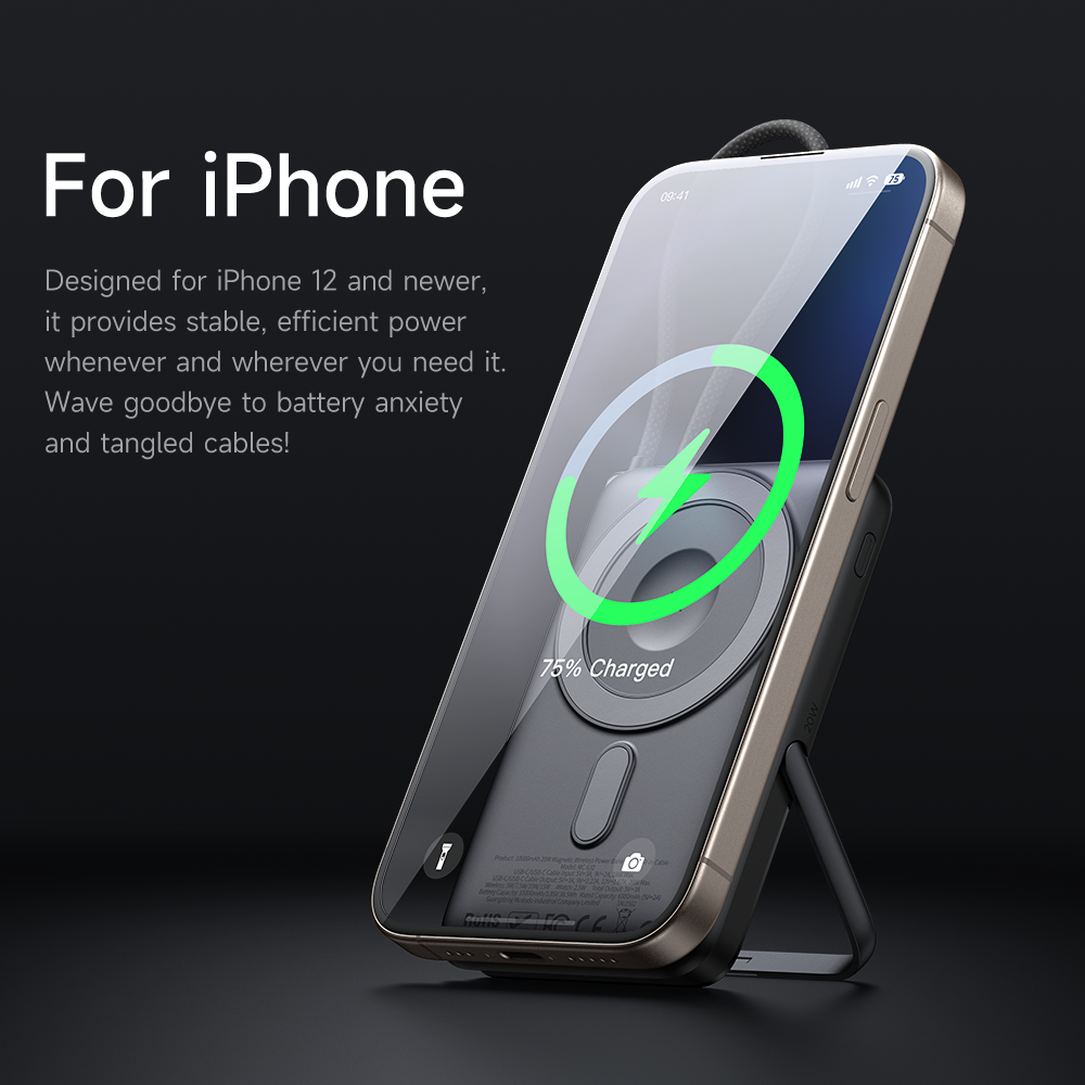 პორტატული დამტენი Mcdodo 20W Digital Display 10000mAh Dual-Zone Magnetic Power Bank Built- in Cable & Stand MC-6320