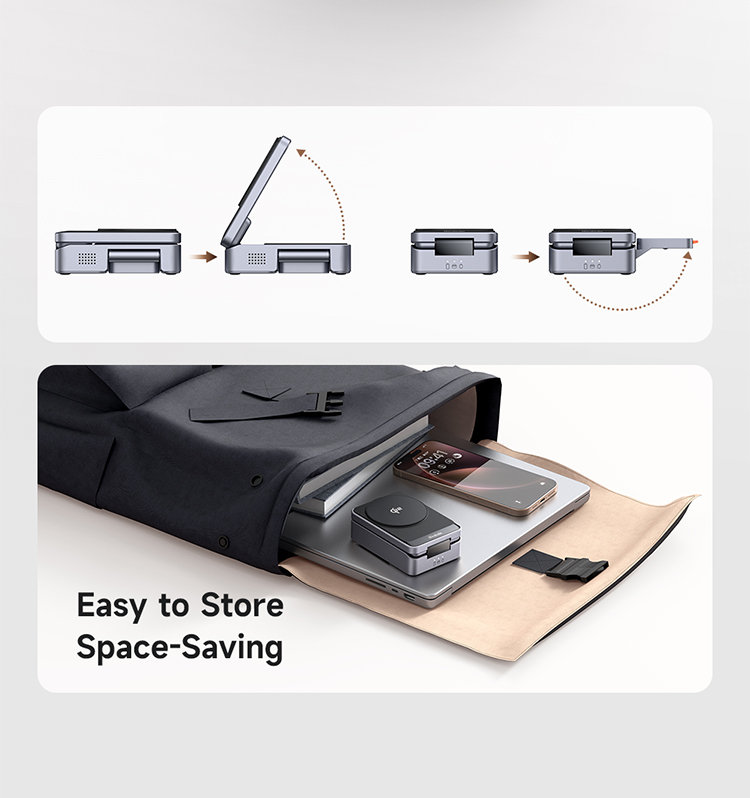 სატენი სადგური Mcdodo MagQ Qi2 Foldable 3 in 1 Magnetic Wireless Charging Station with 33W charger(EU plug)  (Qi2 Officially Certified) CH-5192