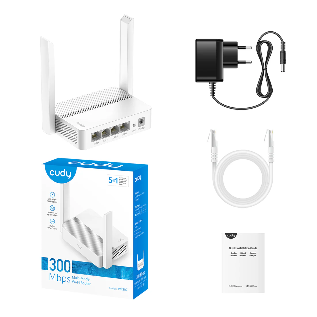 Citrus9 Router როუტერი CUDY WR300, 300 Mbps Multi-Mode Wi-Fi Router